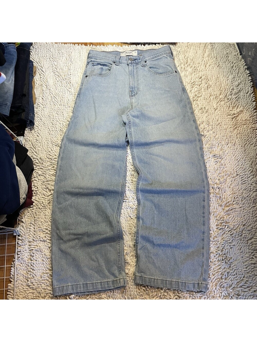 Hollister Super Baggy Jeans Men’s 29x30 (Fit 30x29) Light Wash Stretch Wide Leg